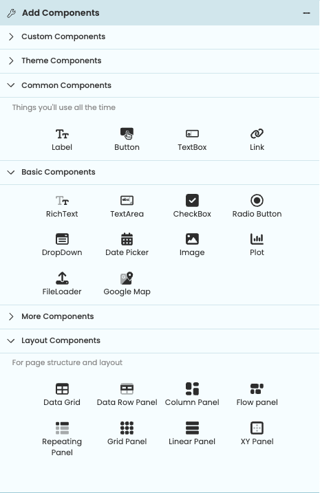 Components in the new Toolbox
are organized and easier to find.