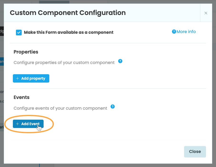 Adding a new event to a custom component