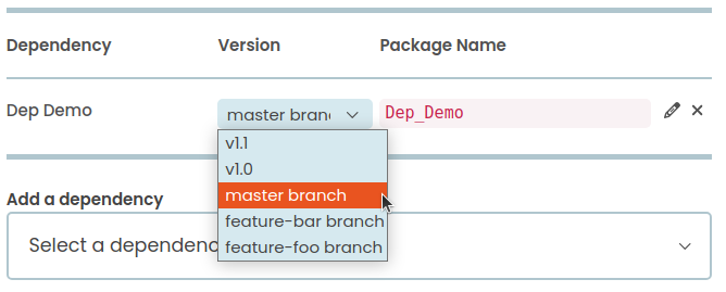 Choosing versions of a dependency