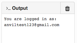 The Output Panel with a message giving the email address you are logged in with via Microsoft Azure.