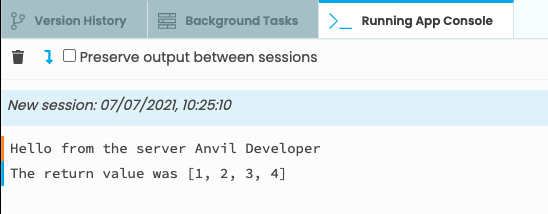 The Output Panel showing printed messages from the client and server