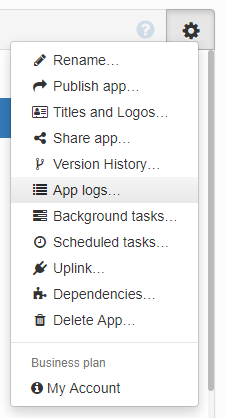 Select App Logs&hellip; from the Gear Menu