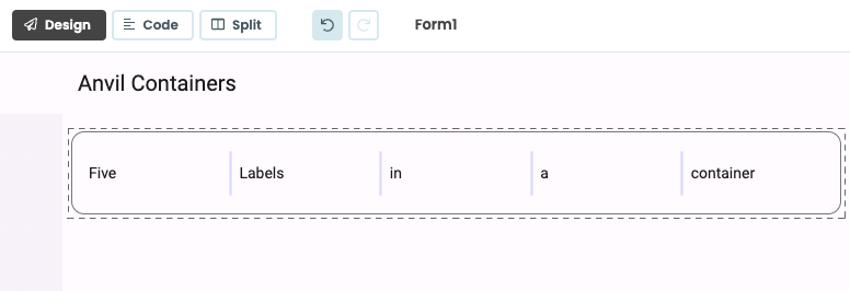 Five Label components in a ColumnPanel (with the Card Role)