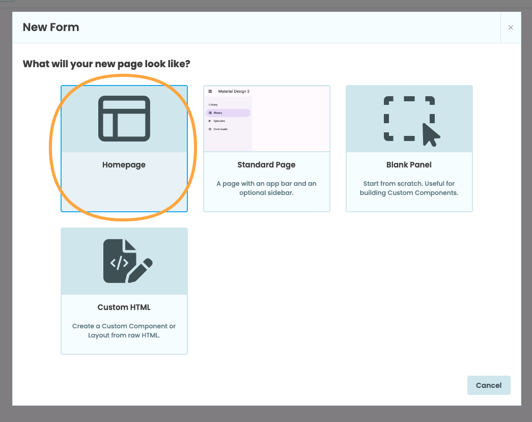 Creating a Form that uses Homepage as the Layout