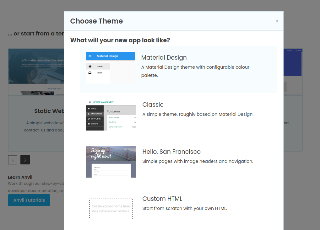 Select Material Design theme