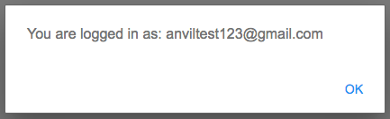 An alert informing you that you are logged in.